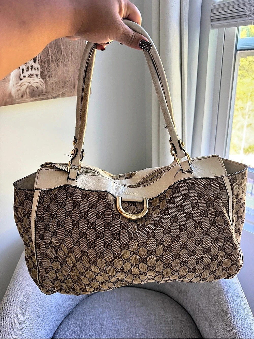 Gucci Abbey D-Ring Tote GG Canvas in Brown & Beige